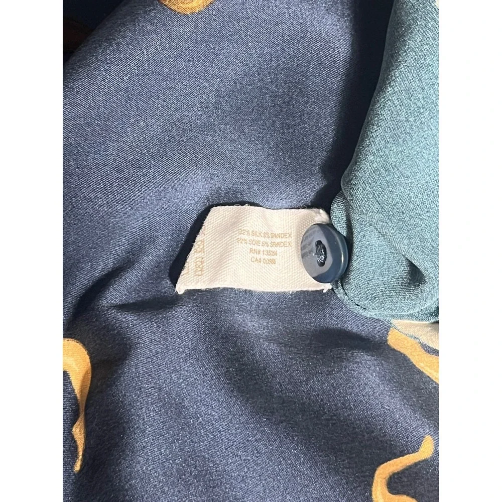 SKIN Silk Pajama Set Size 2 Medium Blue Printed Button Front Lounge Sleepwear‎